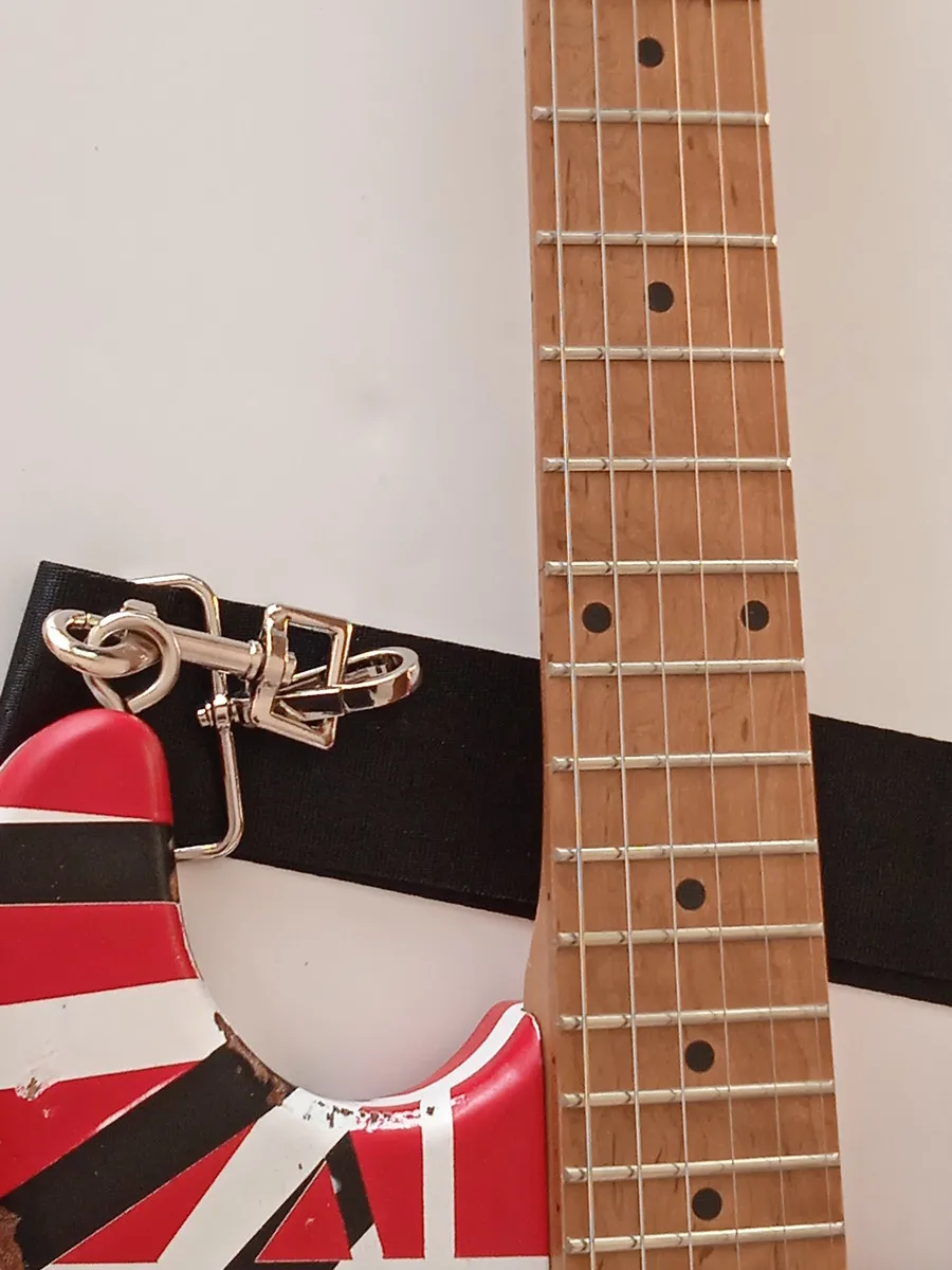 Roasted maple Heavy Relic Electric Guitar/Red Body/Decorated With Black And White Stripes/