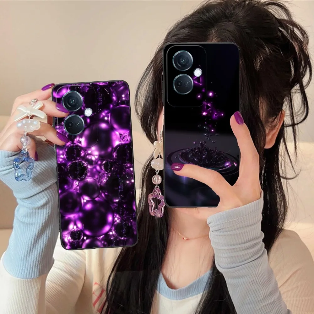 Luxurry Purple Mobile Cell Phone Case For Oppo Find X5 X3 X2 A93 Reno 8 7 Pro A74 A72 A53 Black Soft Phone Cover Funda