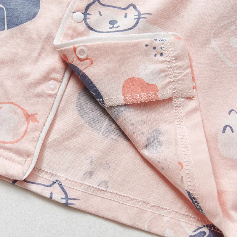 Children Cotton Pajamas Summer Cartoon Printed 2 Pieces Set Short Sleeve Top with Shorts Toddler Baby Boy Girls Sleepwear Sets