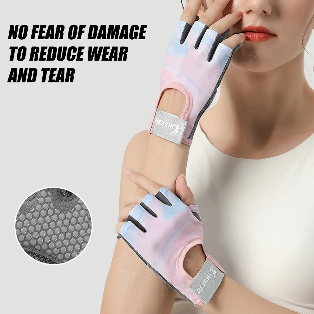 1Pair Workout Gloves Men Women Gym Lifting Fitness Climbing Exercises Work Out Wrist Belt Shock Absorb Foam Pad Palm Crossfit 5