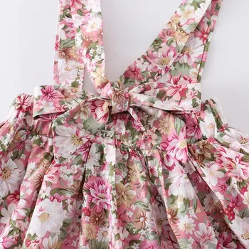 3Pcs Summer Newborn Baby Girl Clothes Set Short Sleeve Romper Floral Dress Overalls Headband Toddler Infant Clothing Cute Outfit 5