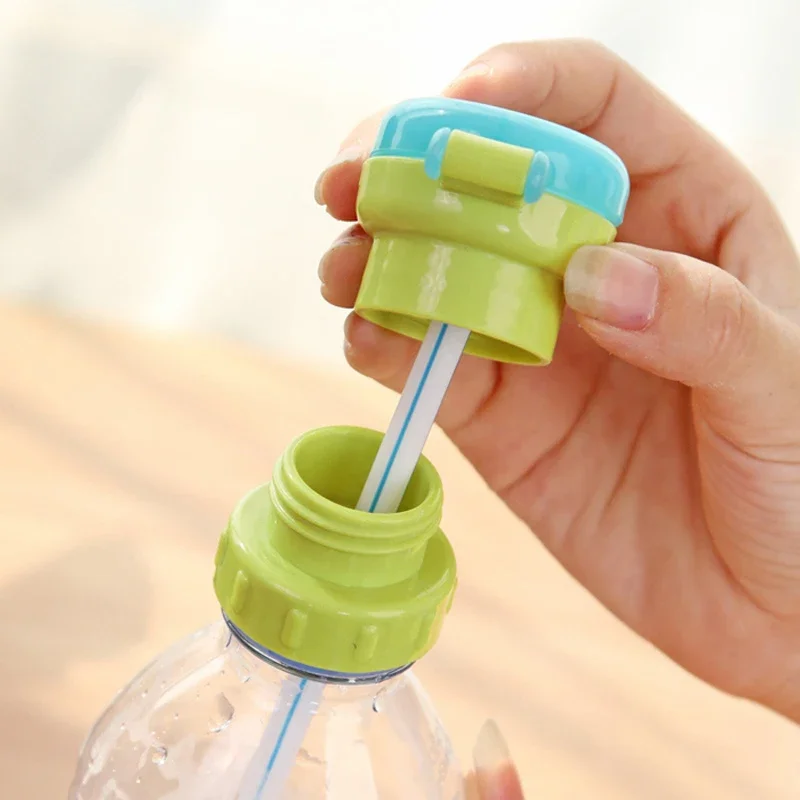 2 Coperchi Con Cannuccia Antisoffocamento Per Bottiglie - Per Bambini - Adattatore Silicone Rosso E Verde