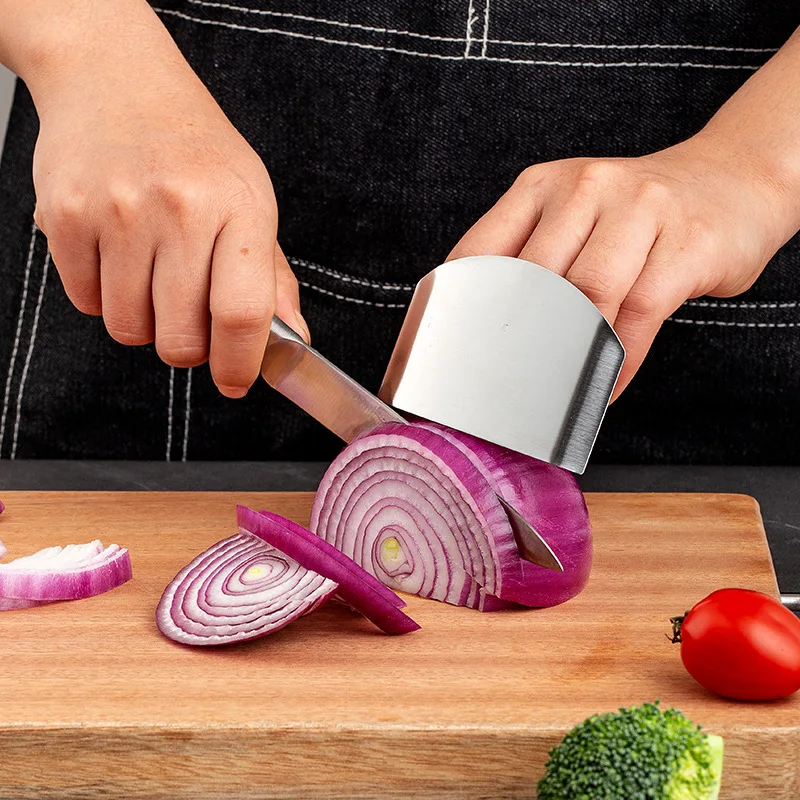 Finger Guard Vegetable Cutter Finger Protector Stainless Steel Finger Guard Anti-cut Hand Guard Tool Knife Cut Finger Protector Accessories Kitchen Gadgets