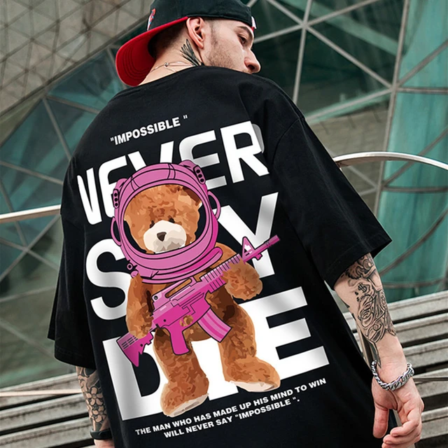Summer Men Hip Hop Bear T-shirt 2022 Cartoon Casual Short Sleeve Tshirts  Street Fashion Tops Tees Japanese y2k T-shirt Clothes - AliExpress