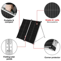 Panneau solaire pliable Dokio 100W/160W/200W, valise solaire portable 18V avec contrôleur 12V pour le camping, les camping-cars et les activités de plein air 3