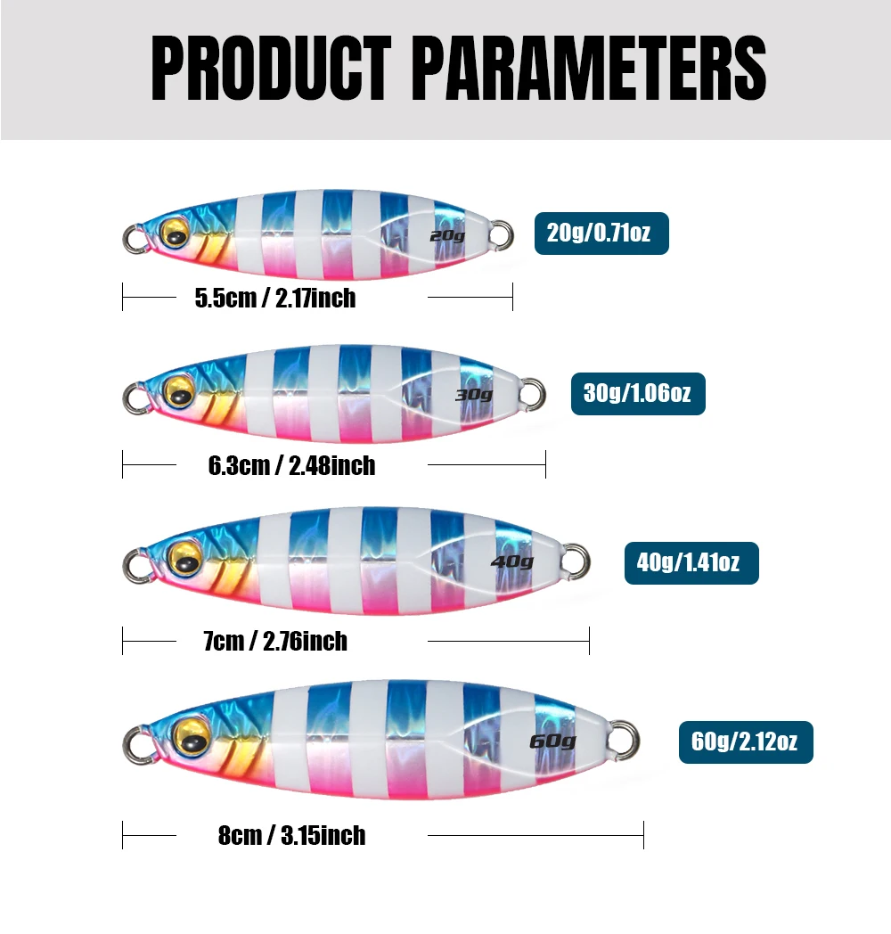 JIGGING PRO Langsam Sinkender Ufer-Wurfköder Metall-Jig 20g 30g 40g 60g Salzwasser-Jigging-Köder Künstlicher UV-Leuchtköder – Detail 2
