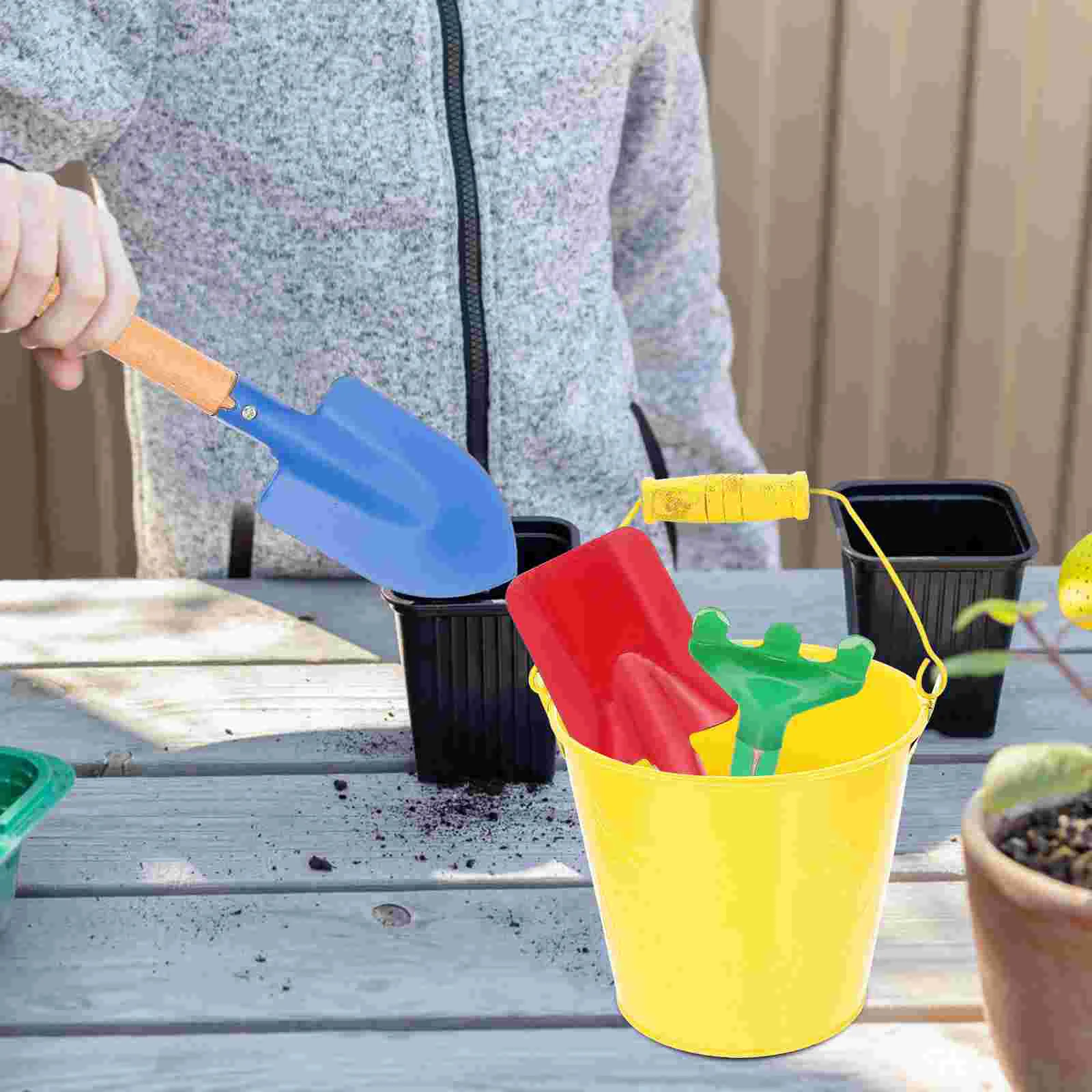 Gardening Kids Tools Children for Metal Barrel Kit Planting Toys Shovels Wood Sand Beach Bucket Toddler Gift Hand 2