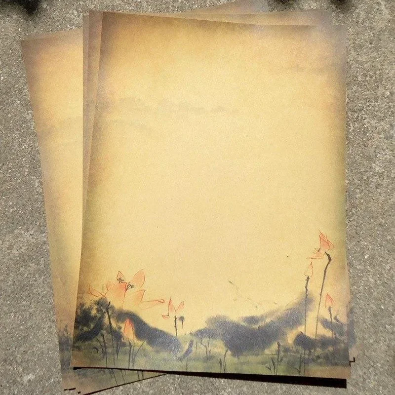 Retro Chinese Style Kraft Paper Writing Letter Pad Students Stationery Romantic Office Note Craft Paper Painting 8 Pcs/set retro writing papers