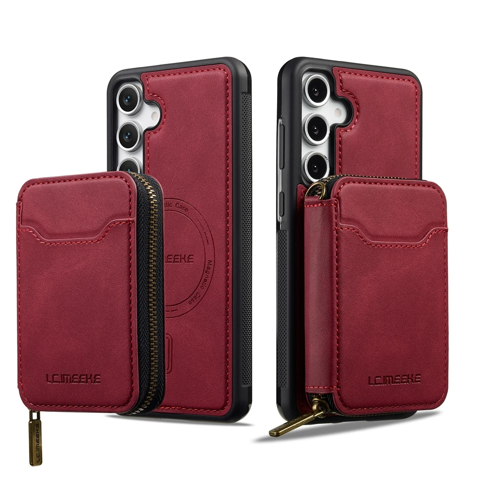 Leather Magnetic Wallet Case with Wireless Charging Functionality