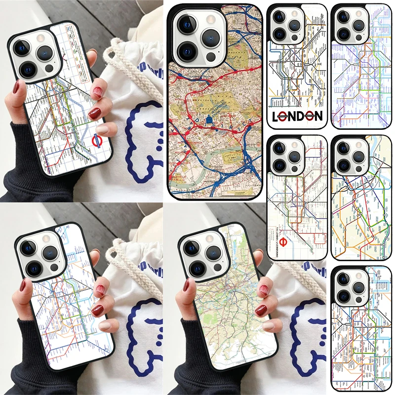 London Underground Tube Map Cover Per Iphone 13 14 15 Pro Max 12 Mini 11 15 Pro Max 6 7 8 Plus X Xr Xs Max Se 2020 Custodia Per Telefono