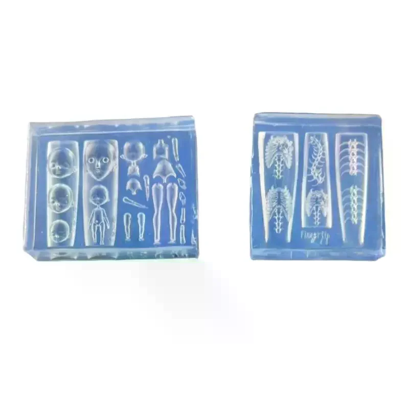 1/2Pcs 3D Ribs Spine Bone Acrylic Mold DIY Doll Design Transparent Silicone Manicure Template Nail Accessories