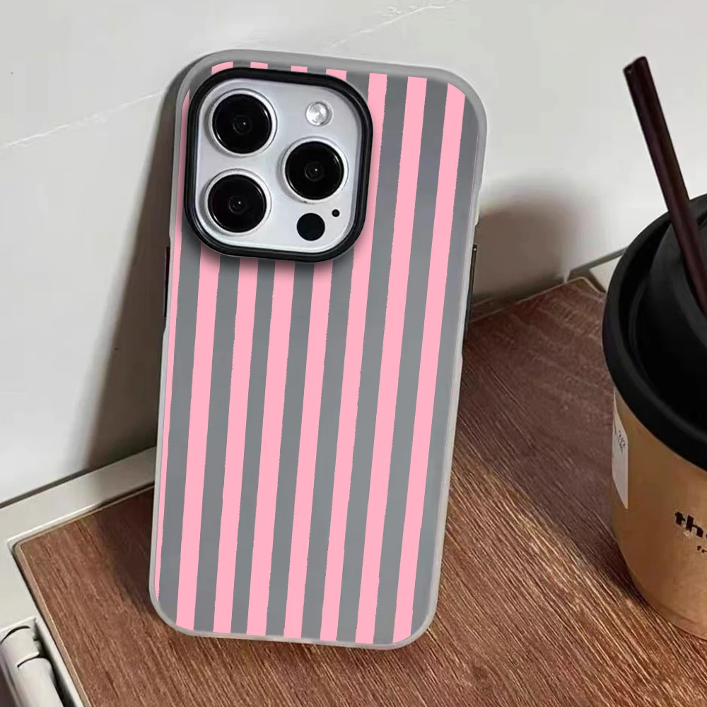 Minimalist Pastel Pink Stripe Matte Macaron Phone Case