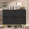 Shoe Cabinet Storage for Entryway, Modern Slim Shoe Organizer, Tipping Shoe Cabinet with 2 Flip Drawers Fluted Panel, 1