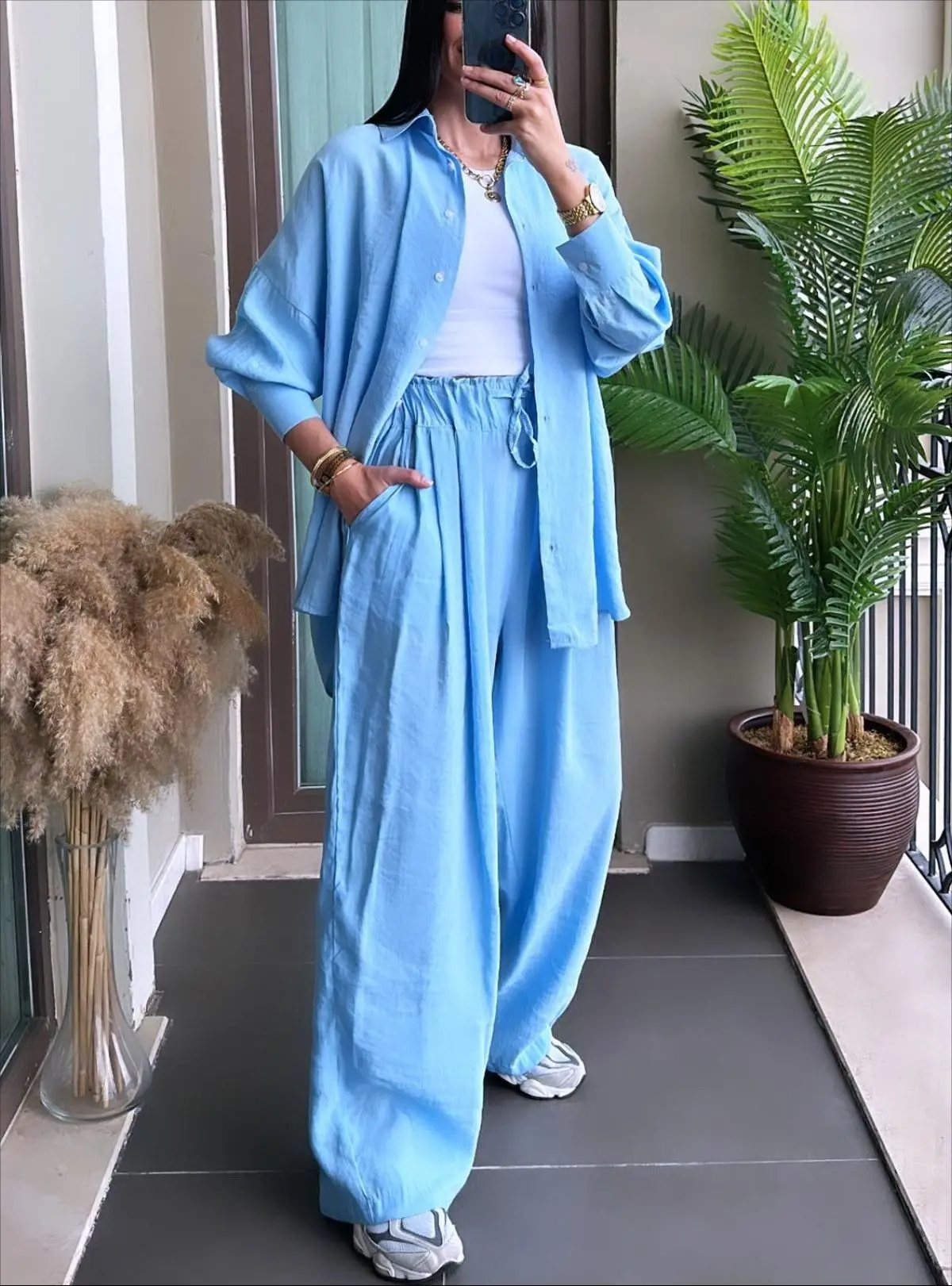Fashion Casual Loose Love T-Shirt Pants Suit