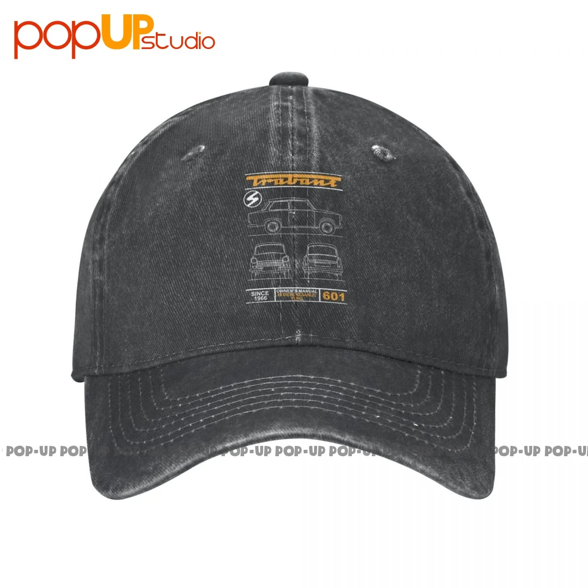 Blueprint Of The Trabant Washed Denim Berretto Da Baseball Trucker Hats Pop Streetwear