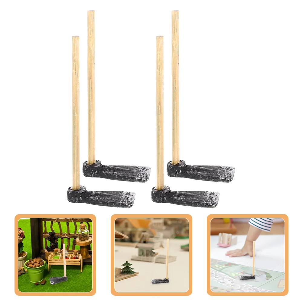 

4Pcs Garden Miniature Hoe Craft Mini Hoe Model Dollhouse Hoe Miniature Garden Tool Decoration