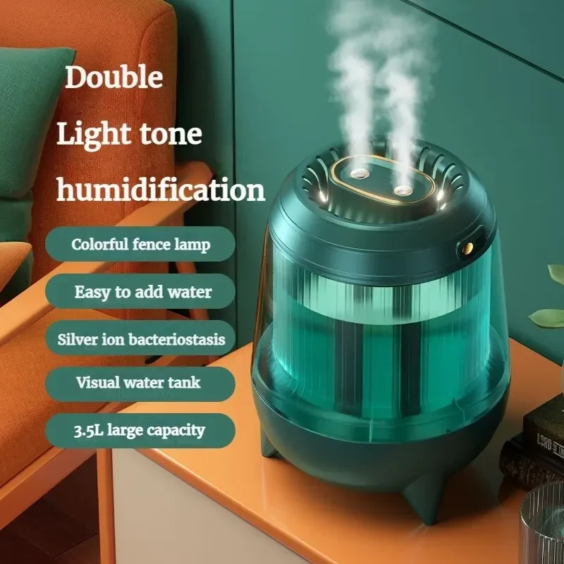 

Double Nozzle Humidifier Colorful Night Light Air Purifier 3.5L Portable Aromatherapy Machine Home Office Desktop Air Atomizer