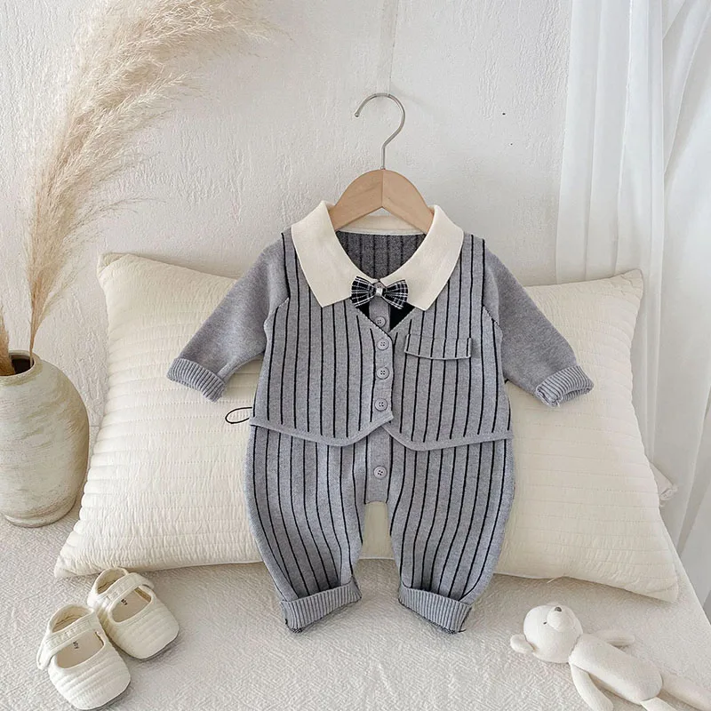 Autumn Baby Boys Thin Knitted Jumpsuit