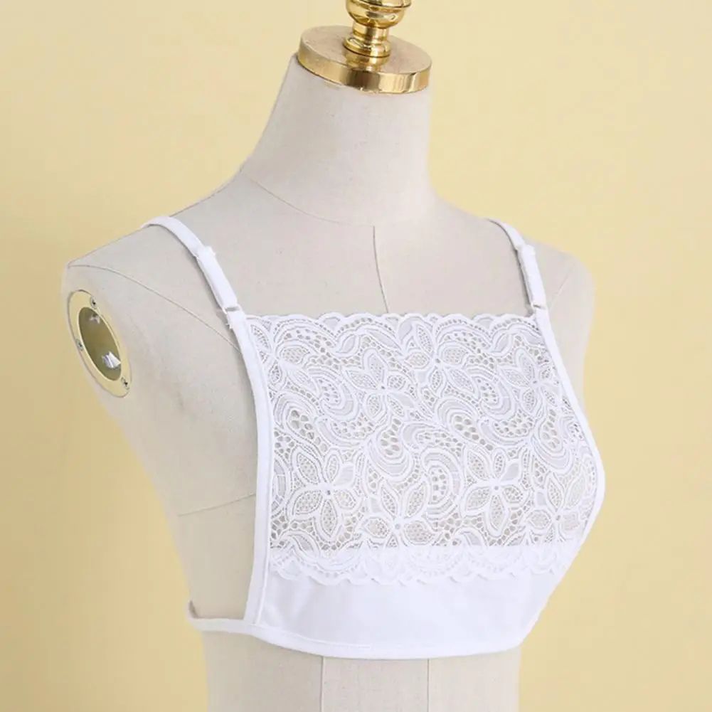 Women's soft lace bandeau tops Jacquard Cleavage cover Camisole Bras Breathable Solid color Modesty panel