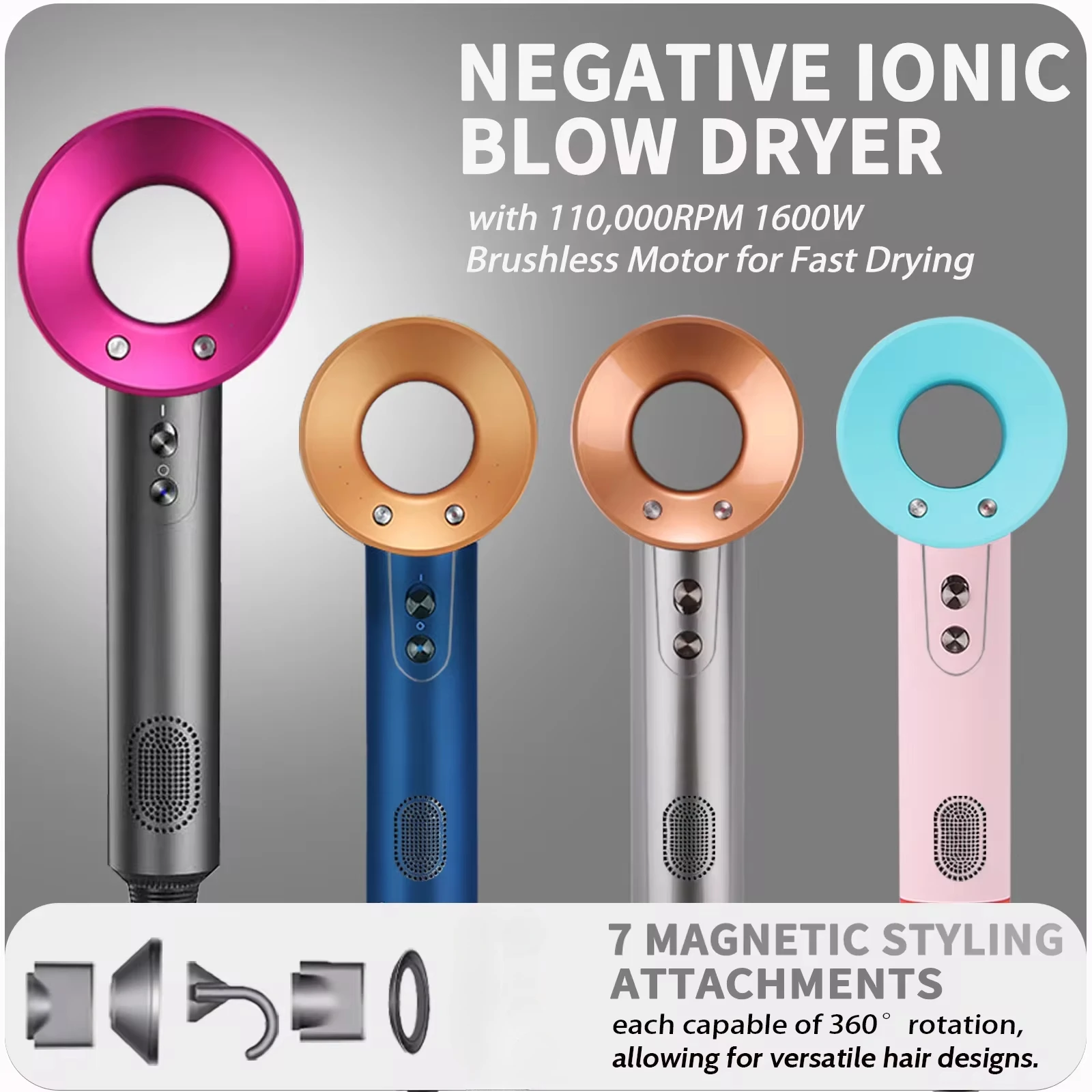 1500W 3th Gear Professional Hair Dryer Hot Cold Wind Air Brush Hairdryer Negative Lonic Blow Dryer Strong PowerDryer Salon Tool