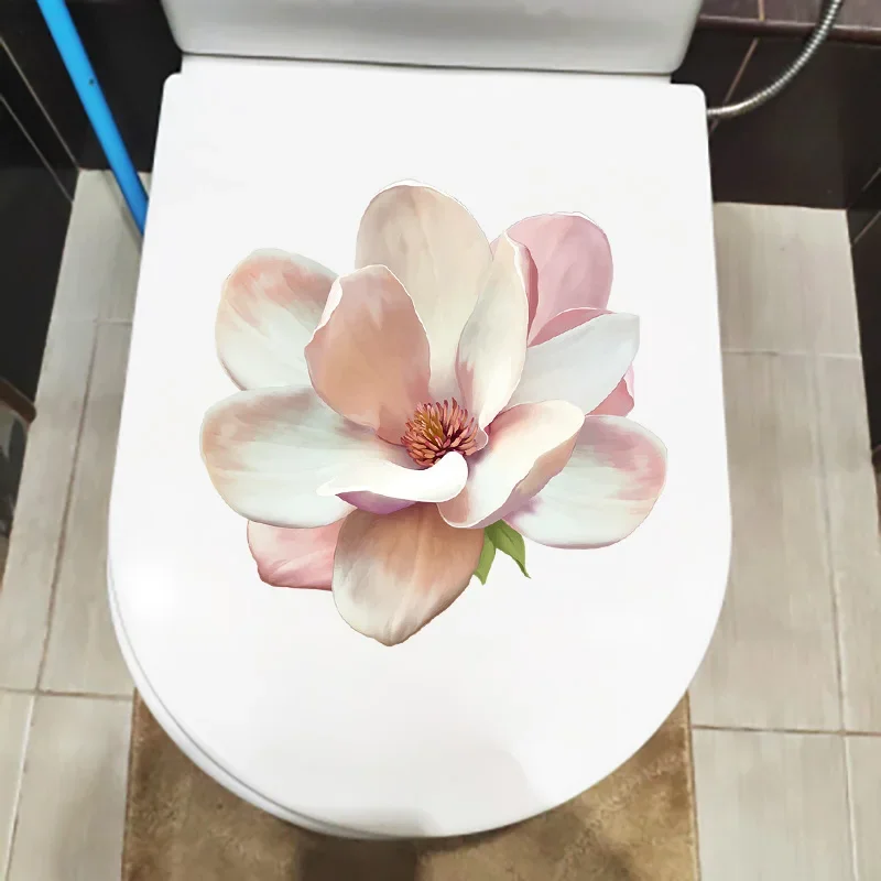 Pink Rose Romance Toilet Sticker Bathroom Toilet Cover Sticker Wall Stickers Wc for Home Decoration Restroom Decor