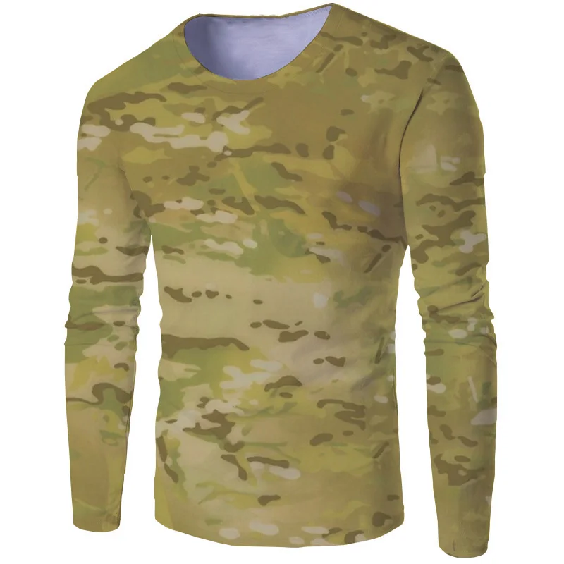 Mens Camo Long Sleeve T Shirt Pullovers