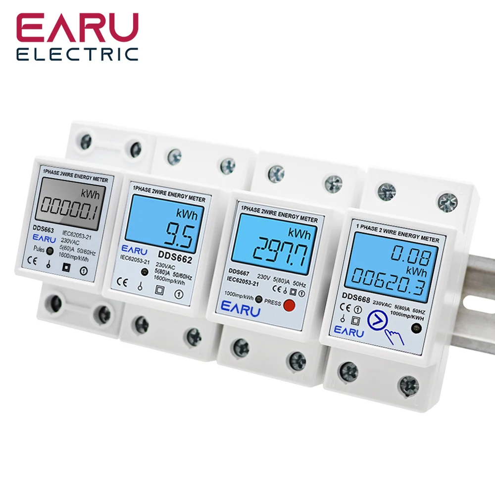 Single Phase LCD Digital Energy Meter Reset Zero kWh Voltage Current Power Consumption Counter Electric Wattmeter 220V Din Rail images - 6