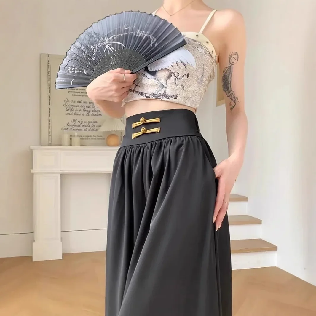 High Waist Drapey Wide Leg Casual Pants Women's Spring Summer New Chinese Design Long Trousers Southeast Asian National Style Bu - Image 4