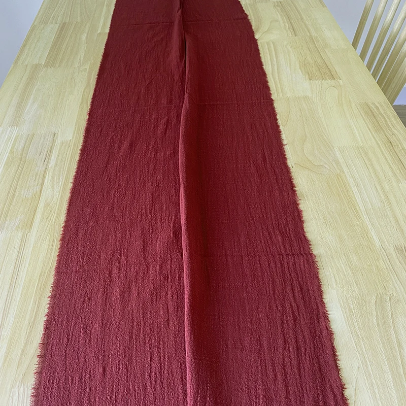 Burgundy Table Runner 100% Cotton Gauze for Wedding Decoration Birthday Parties Christmas Halloween Thanksgiving Events Supplies 4