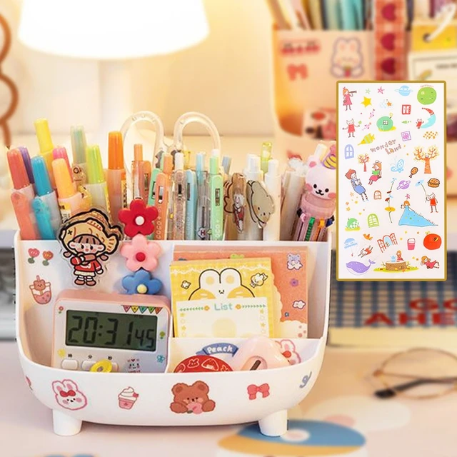 DIY Multifunctional Desktop Pen Holder Organizer Ins Kawaii Large Capacity  Cute Storage Box Makeup Brush Holder Pencil Case - AliExpress