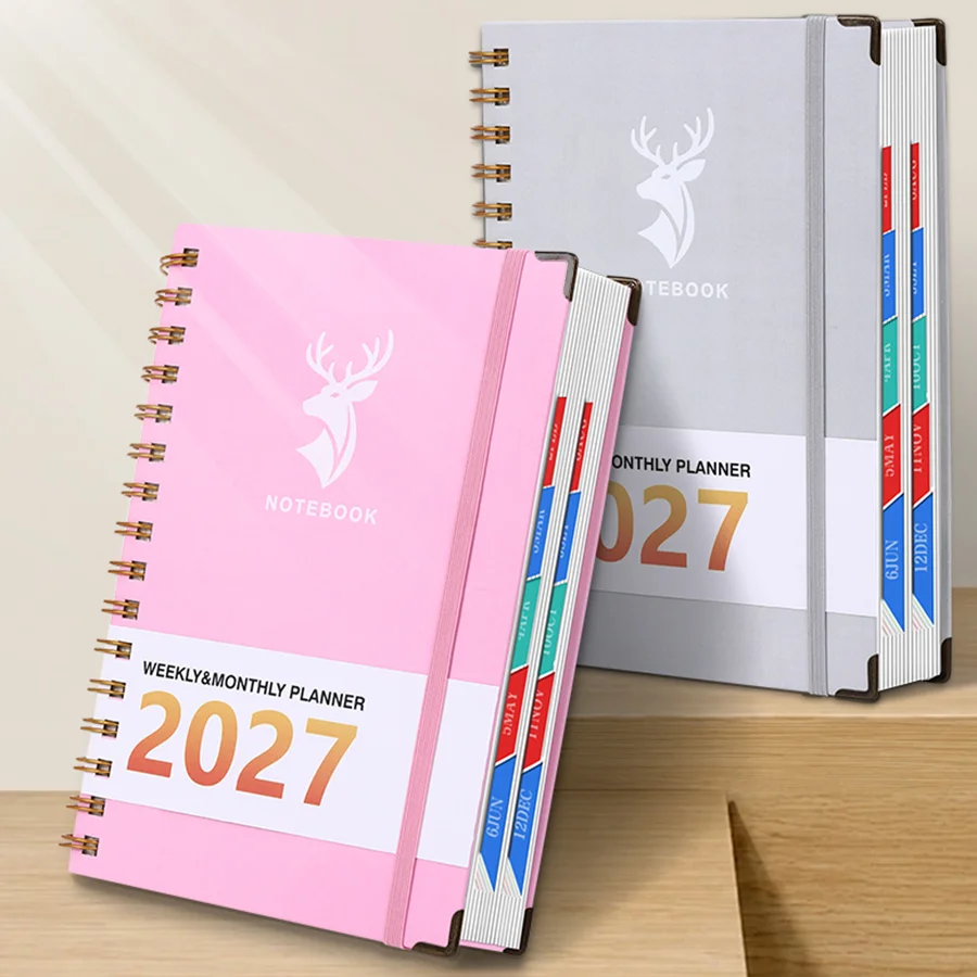 Weekly & Monthly Spiral Planner with Deer Logo - A5 Notebook Agenda Diary Calendar Organizer