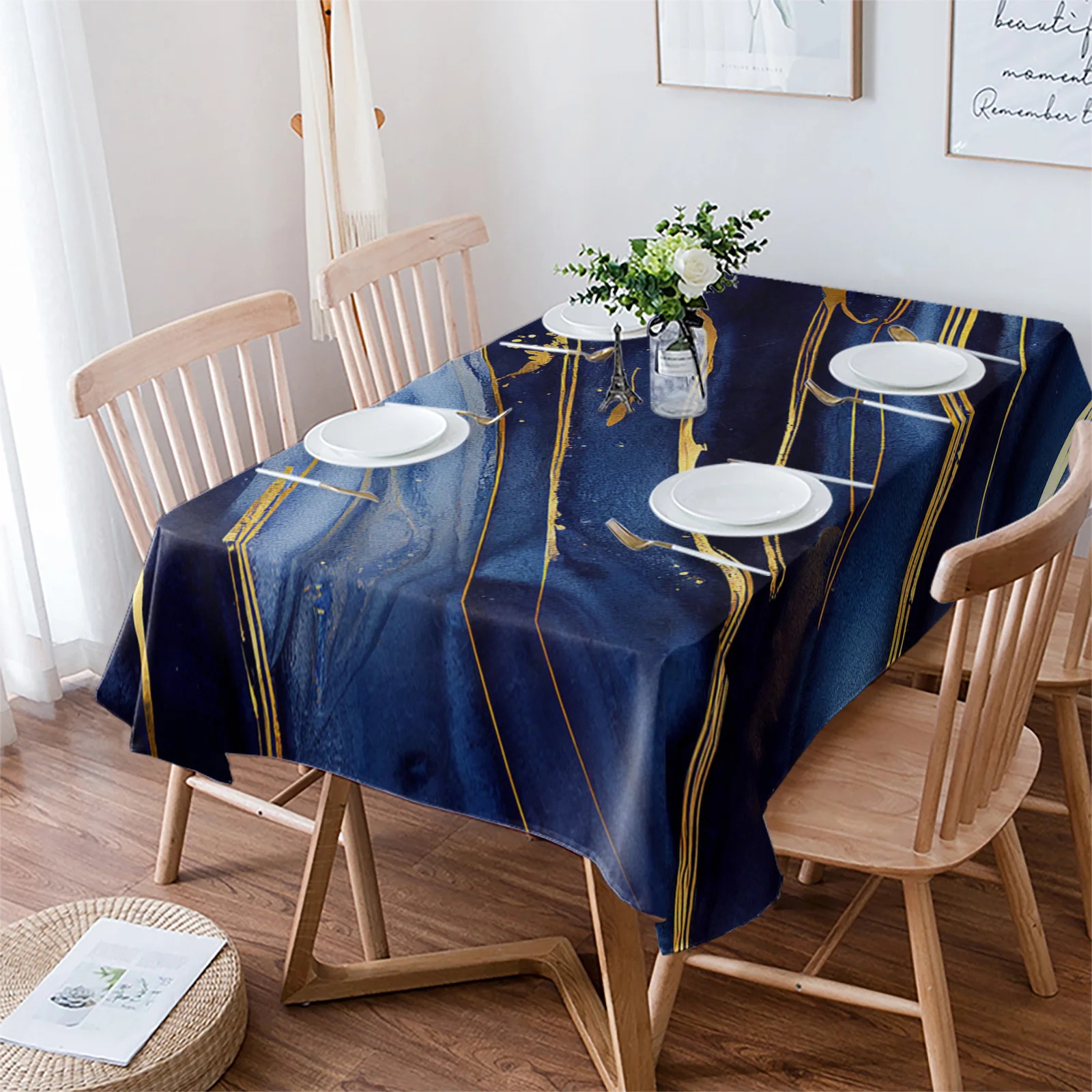 

Водонепроницаемая синяя скатерть под мрамор