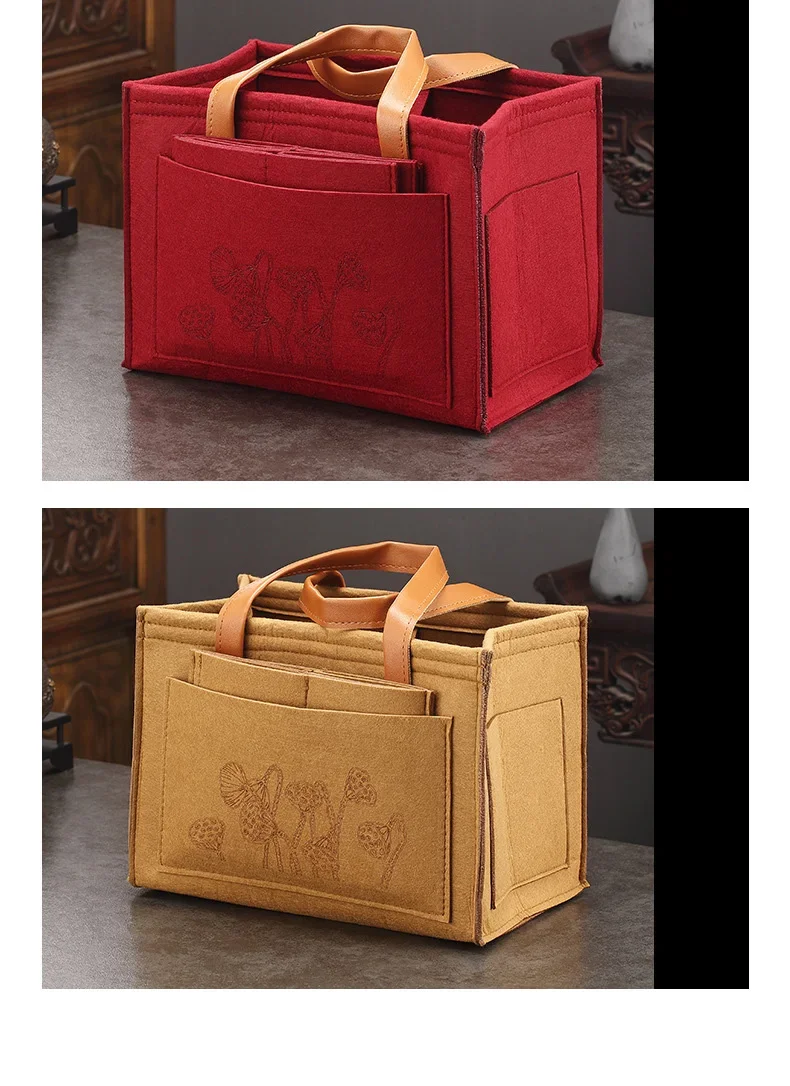 Description Picture 4 of item2024 Outdoor Travel Tea Set Storage Bag Portable Car Teapot Tea Cup Storage Bag Multi functional Storage Bag Tea Cozies LF395