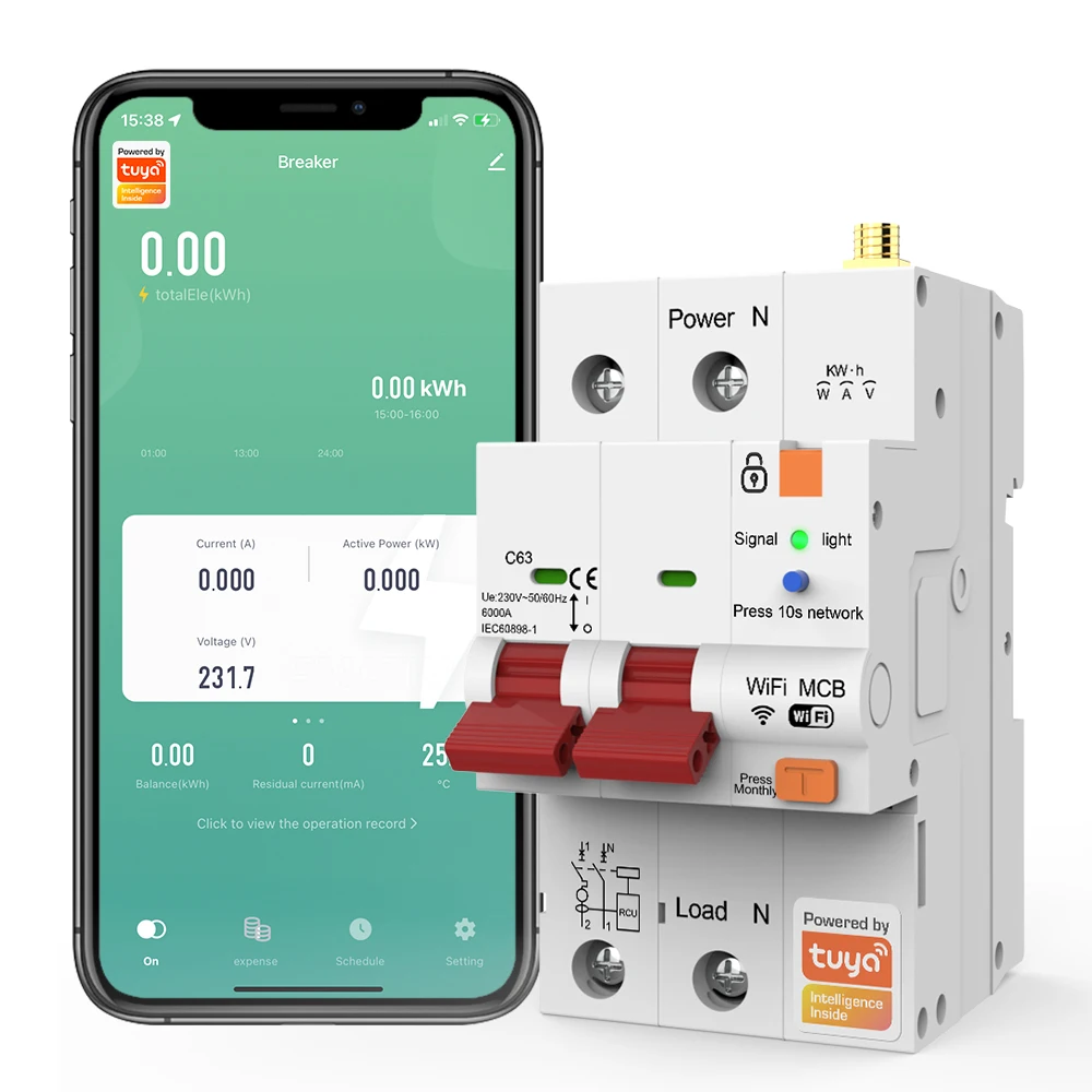 

SMATRUL leakage Short Circuit Protection Timed Smart Reclosing Switch Remote Control 63A Tuya Wifi Smart Circuit Breaker