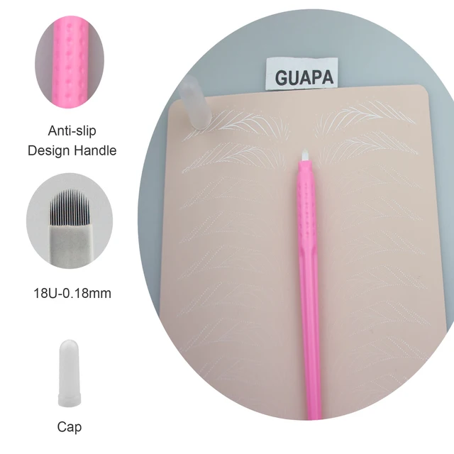 5 10 50pcs Disposable Microblading Tools 0 18mm 18 Pins U Shape Microblading Pens Nano Microblading
