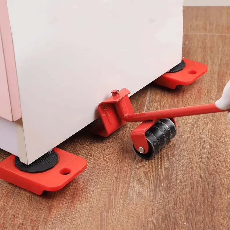 Set di Rulli per Spostamento Mobili, Attrezzo per Sollevamento e Trasporto, Barra con Ruote per Spostare Oggetti Pesanti, Dispositivo Manuale - immagine 2