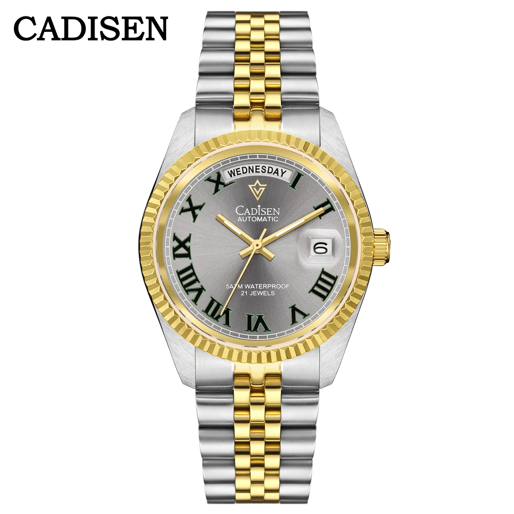 

CADISEN 38MM Men's Automatic Mechanical Watch Japan MIYOT Movt AR Sapphire Glass Water Resistant Stainless Steel Reloj Hombre