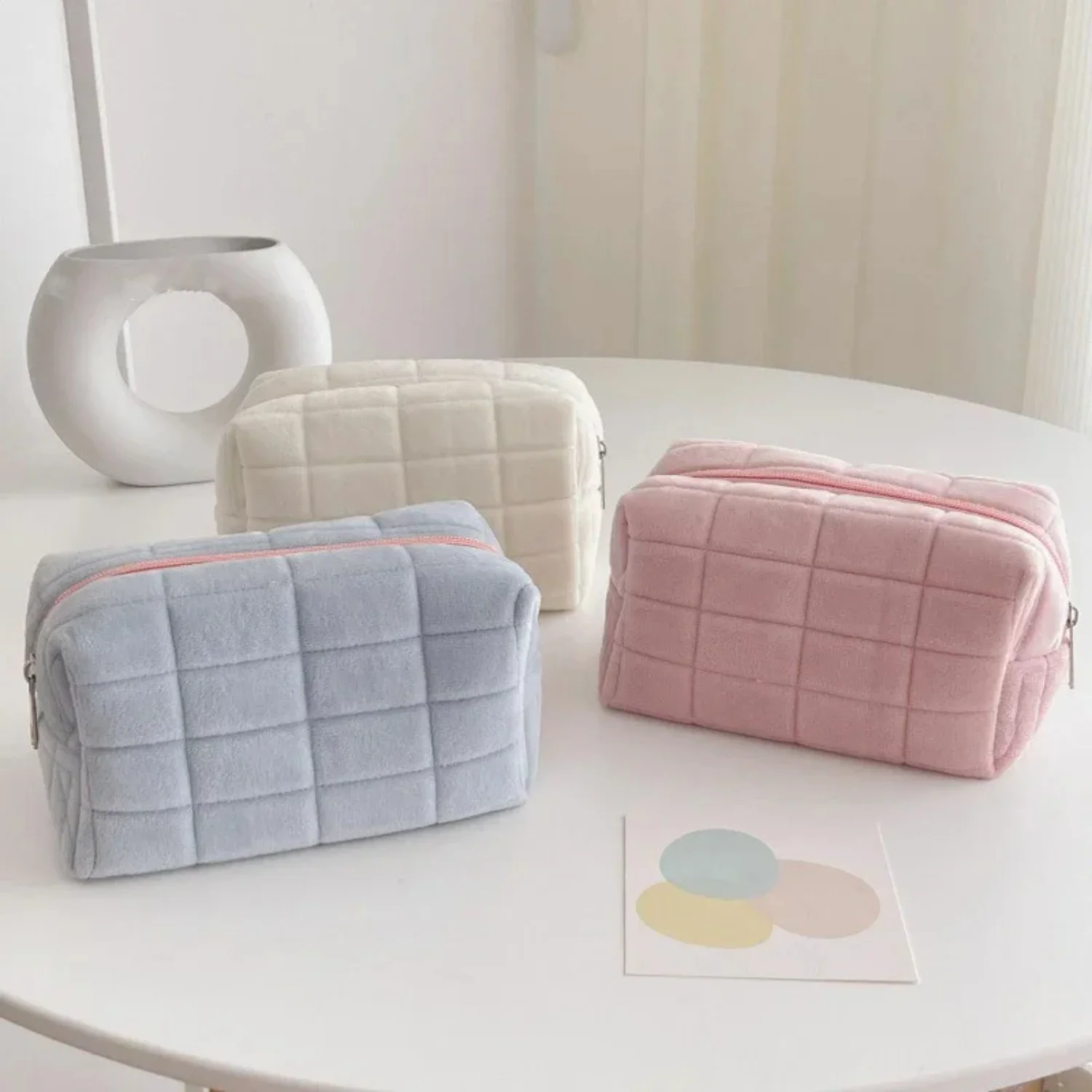 Korean Candy Color Zipper Cosmetic Bags Women Female Travel Organizer Girls Lipstick Pouch Clutch