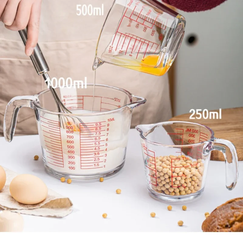 Misurino in vetro per uso alimentare domestico, vetro ad alto contenuto di borosilicato, strumenti di misurazione e bilance durevoli e convenienti con manico  15