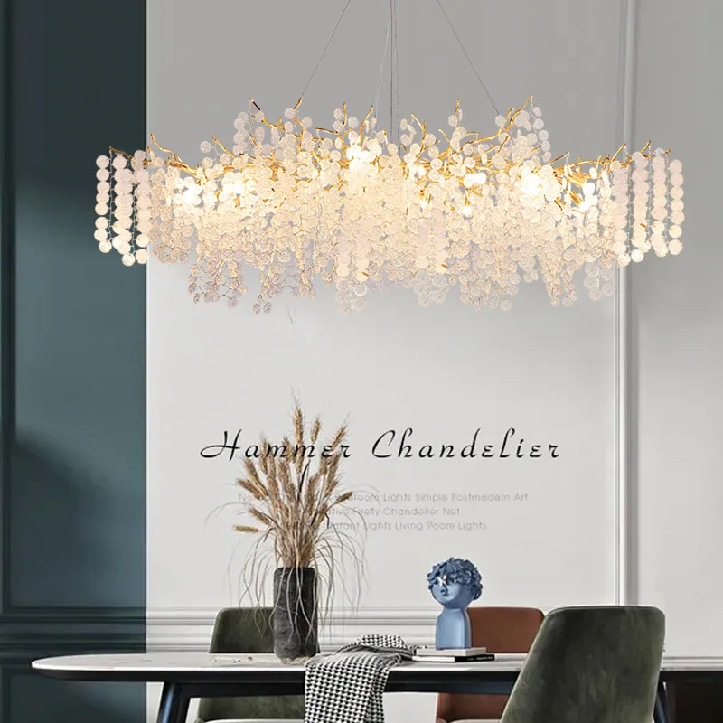 

Nordic Led E14 Crystal Chandelier For Living Room Villa Dining Room Pendant Light Loft Luxury Romantic Home Decor Hanging Lamps