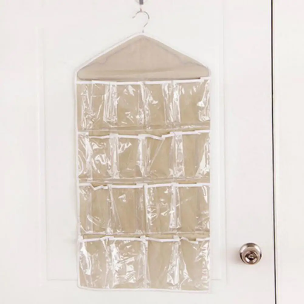 Hanging 16 Pockets Socks Bra Underwear Organizer Tidy Rack Hanger Storage Door Bag For Bathroom Living Room Household Sundries