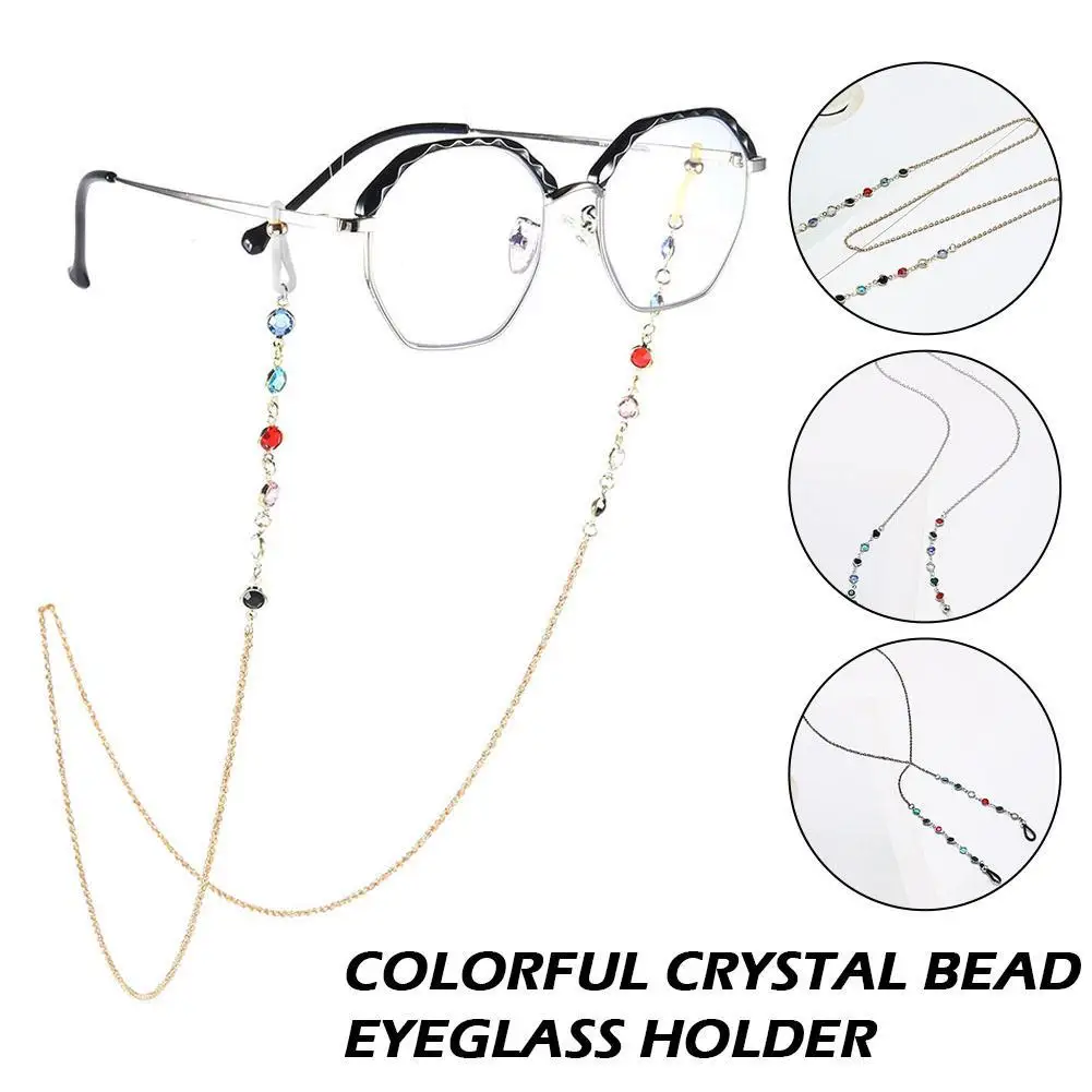 

New Colorful Crystal Bead Eyeglass Holder Fashion Glasses Chain for Women Eye Accessories Eyewear Straps Cord Sunglasses String
