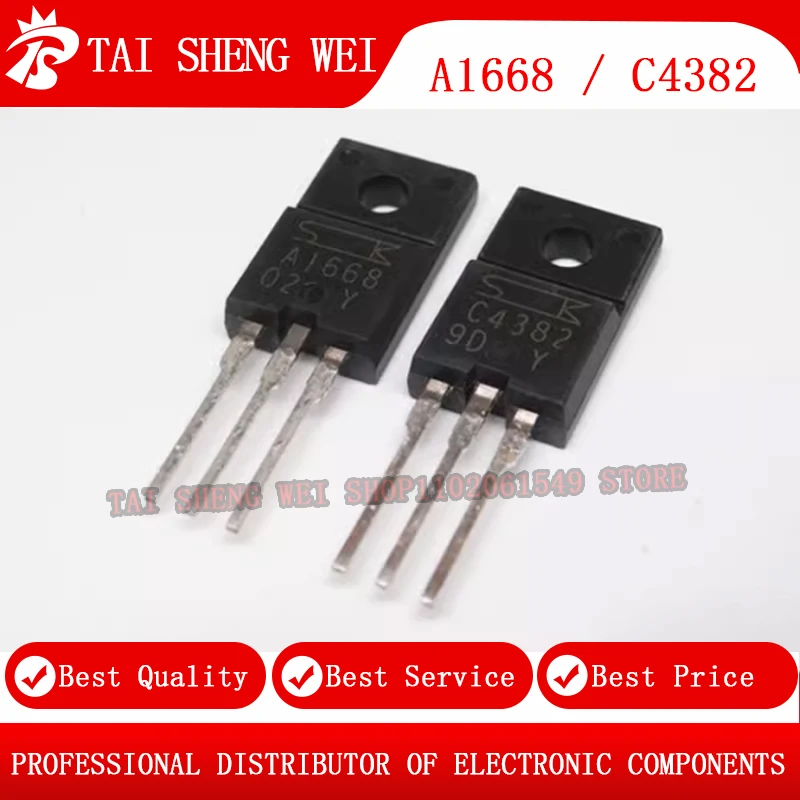 

5 пар 2SA1668 2SC4382 A1668 C4382 Y 2A/200V TO-220F TO220 транзисторы