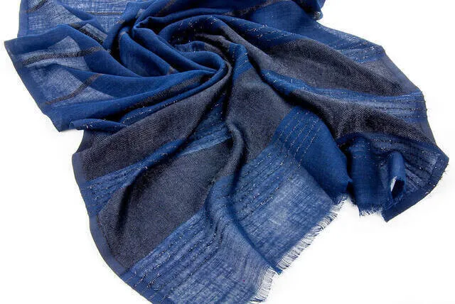 IQRAH Flaming Silvery Shawl-Navy Blue