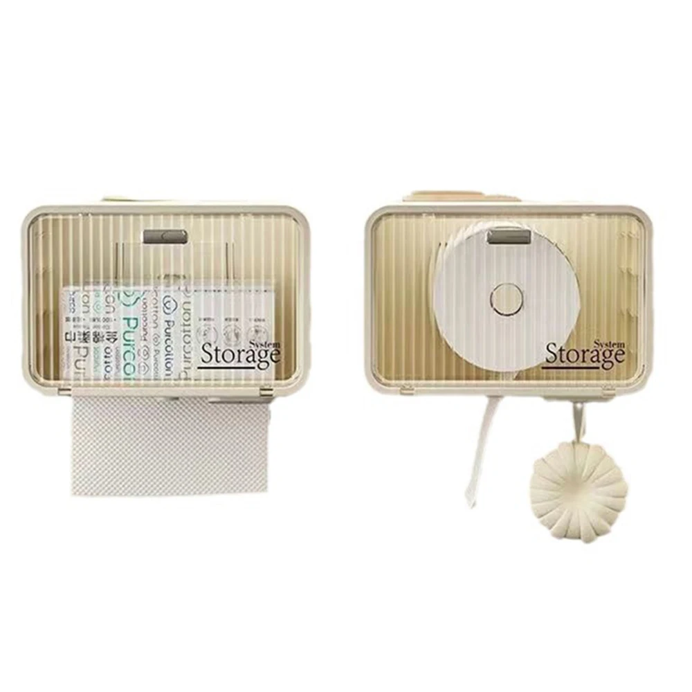 Wall Mounted Storage Box Wall Mounted Transparent Waterproof Tissue Box For Toilet Dormitory Bathroom Roll Paper Face Towel Storage Organizer