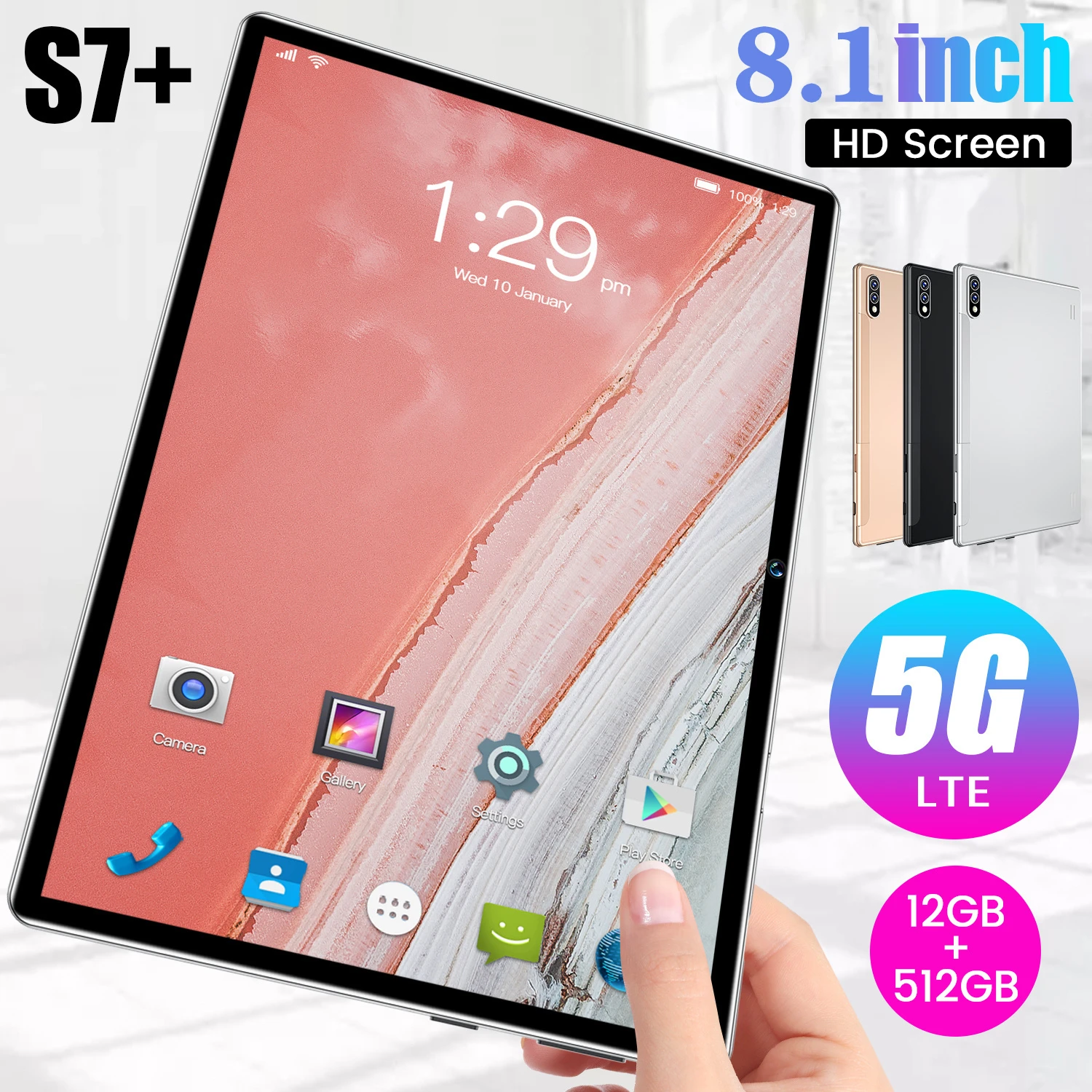 latest tablets Tablet PC S7+ 5G 8.1 Inch LTE 12GB+512GB Android10.1 16MP+32MP Camera Google Play 8000mAh Bluetooth WIFI Laptop Free Shipping note taking tablet with pen