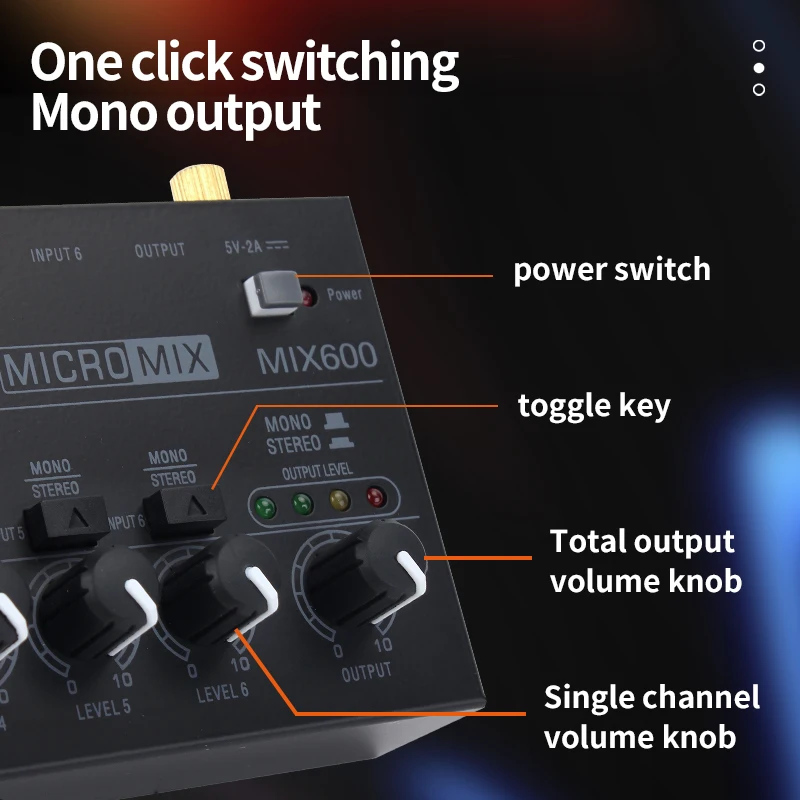 Channels Stereo Mixer Mini Professional Sound Mixer Audio Portable Low-Noise Line for Recording audio mixer