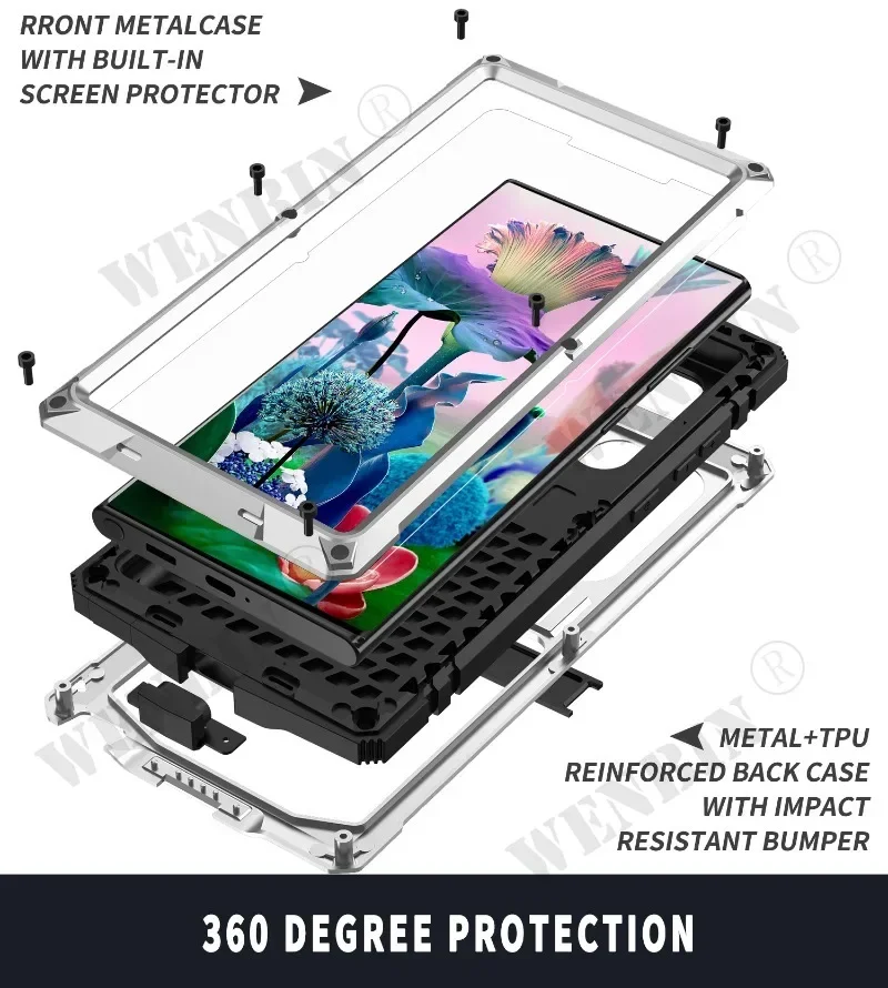 Luxury Case For Samsung S24 S23 S22 S20 Ultra Plus Z Fold 4 Z Flip 4 Rugged Armor 360 Full Phone Metal Aluminum Shockproof Cover