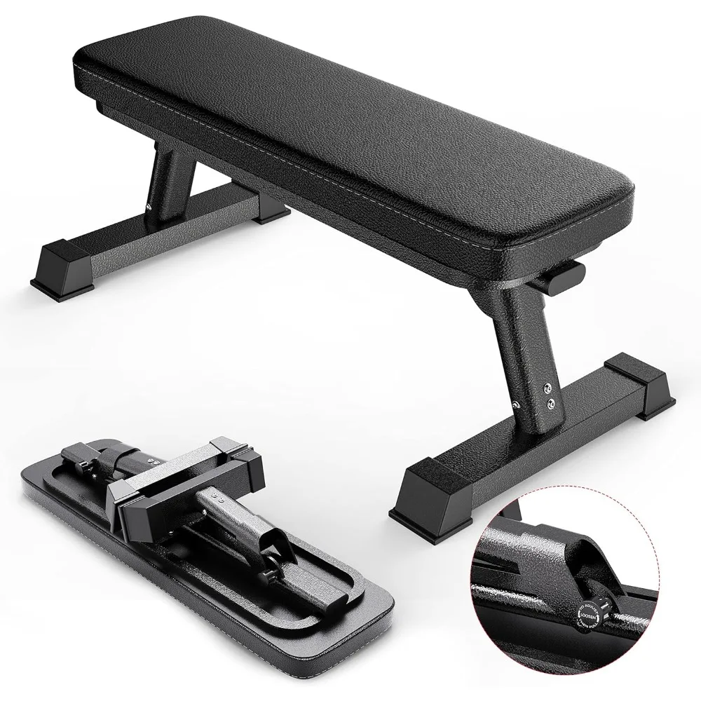 

Gym Quality Foldable Flat Bench for Multi-Purpose Weight Training and Ab Exercises - Free PDF Workout Chart Included