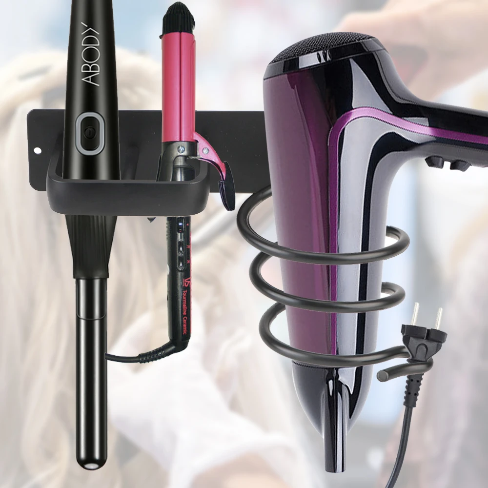 Hair Dryer Holder Organized Rack Wall Mounted Hair Straightener Stand